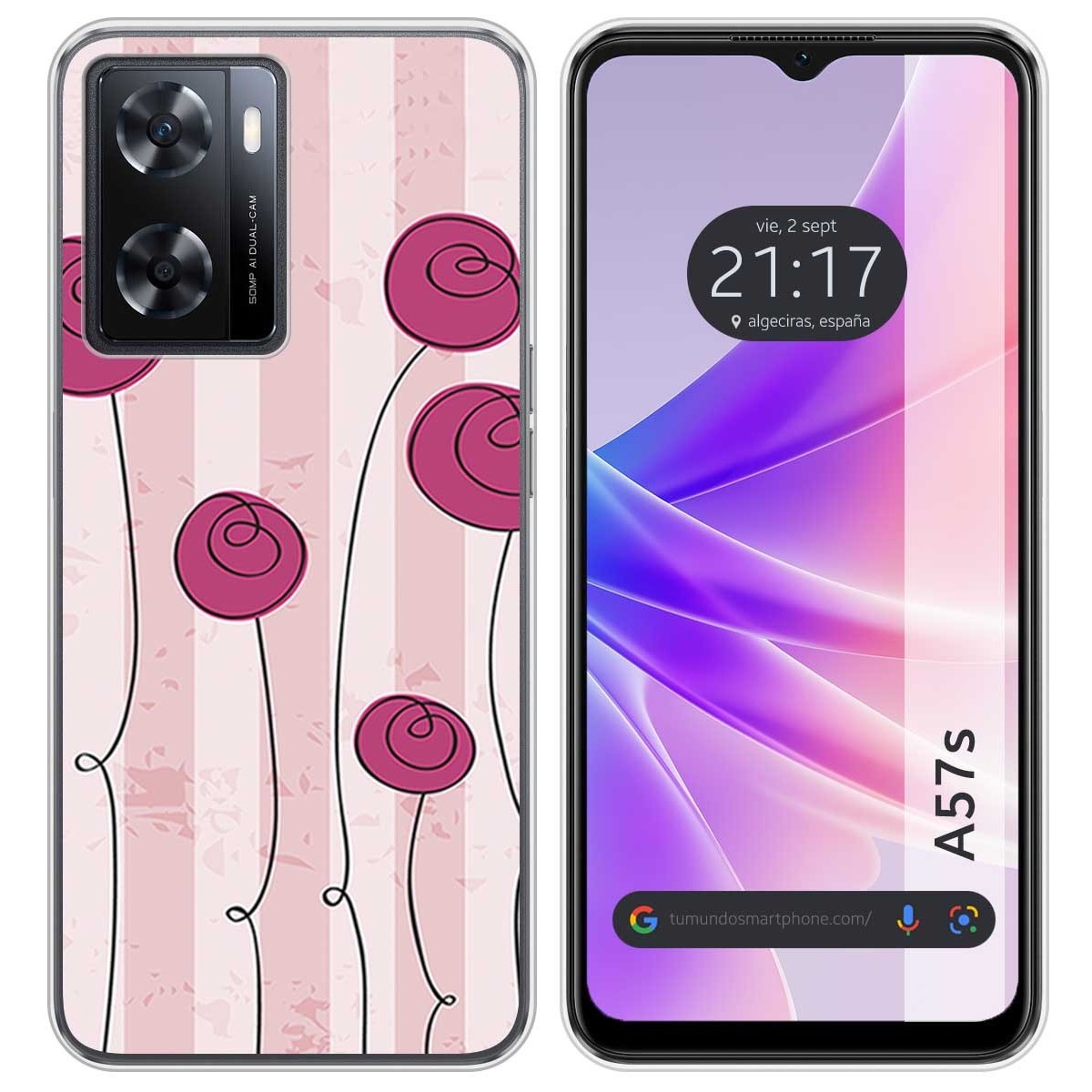 Funda Silicona para Oppo A57s diseño Flores Vintage Dibujos