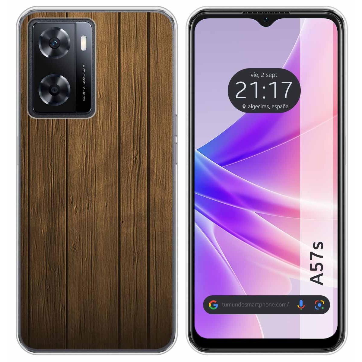 Funda Silicona para Oppo A57s diseño Madera Dibujos