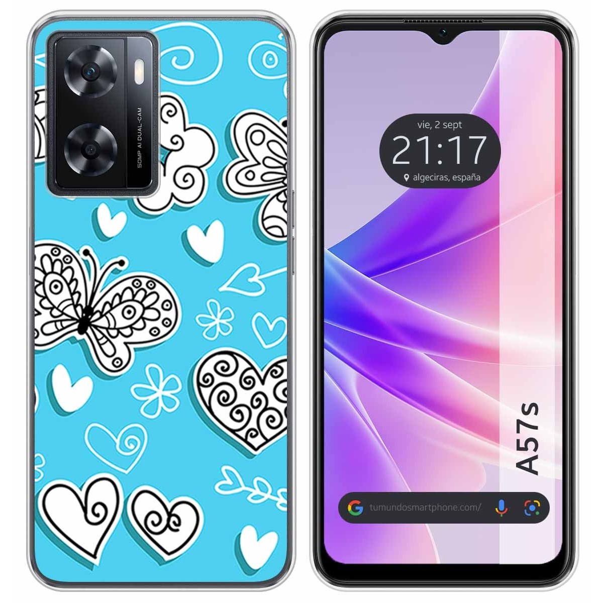 Funda Silicona para Oppo A57s diseño Mariposas Dibujos