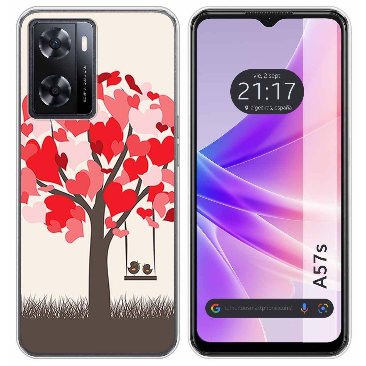 Funda Silicona para Oppo A57s diseño Pajaritos Dibujos