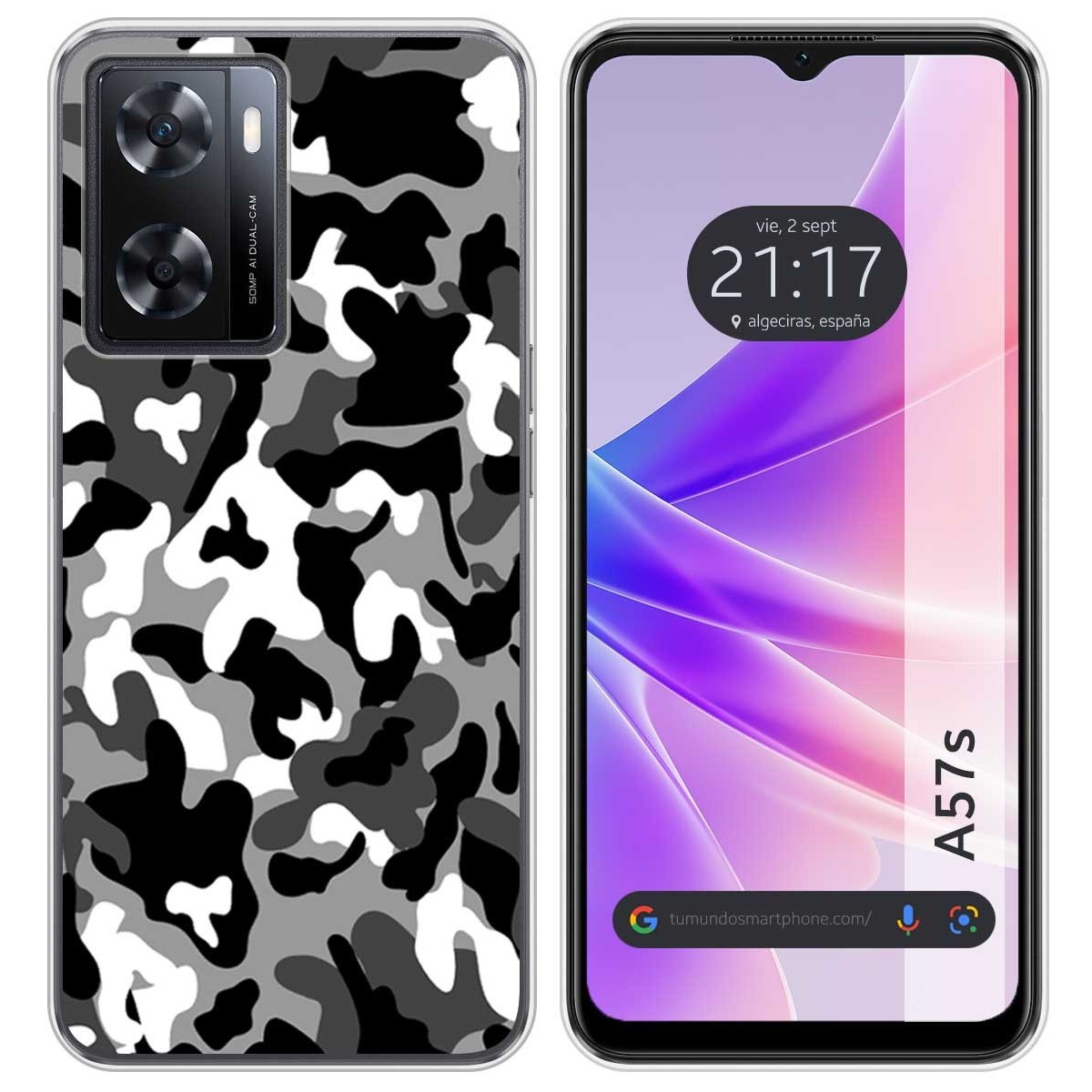 Funda Silicona para Oppo A57s diseño Snow Camuflaje Dibujos