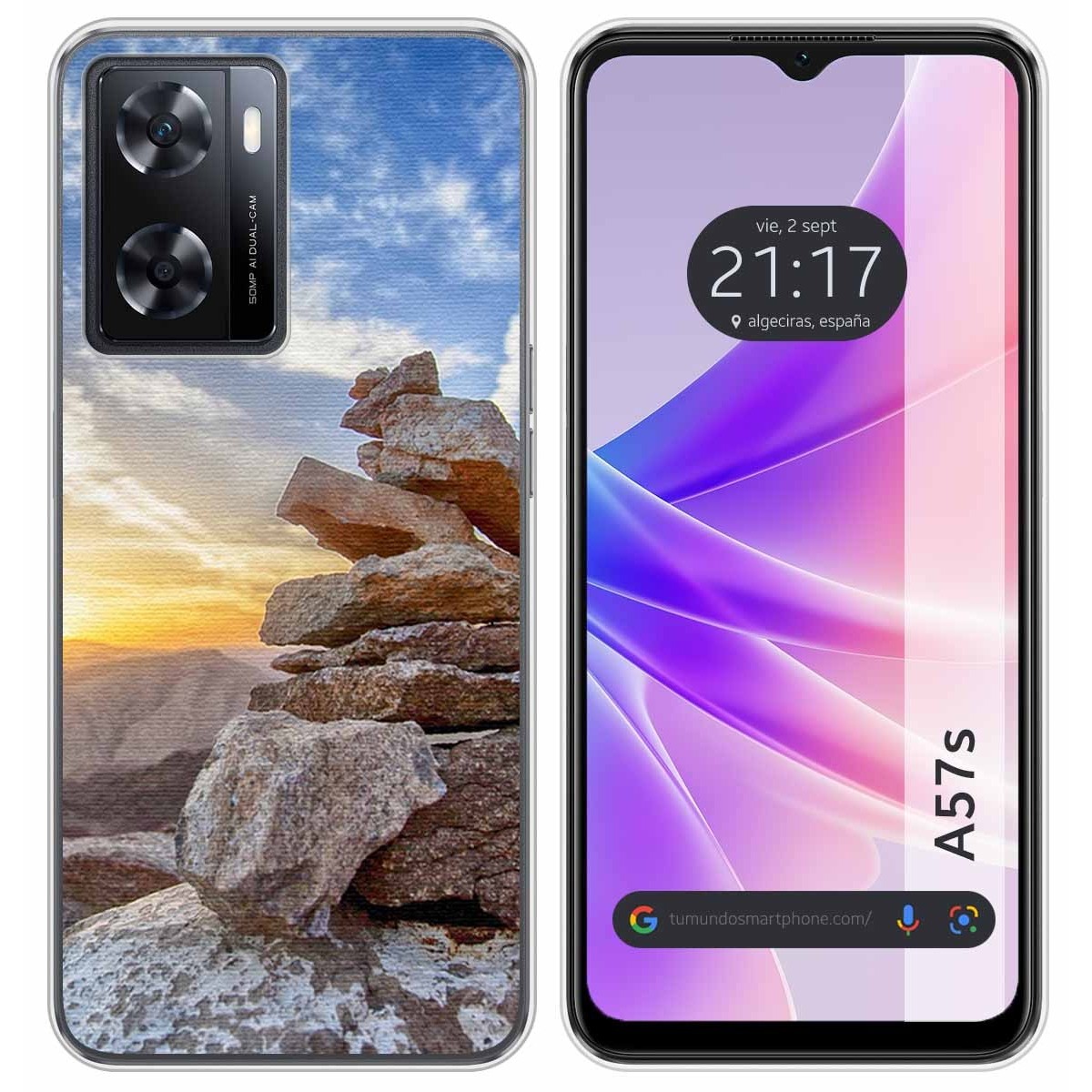 Funda Silicona para Oppo A57s diseño Sunset Dibujos