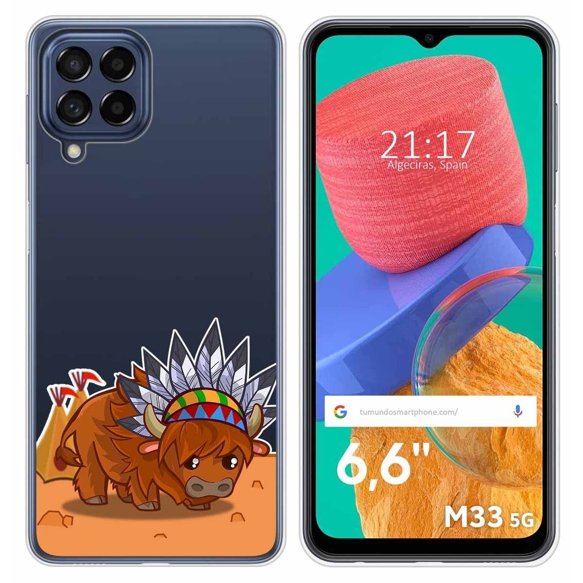 Funda Silicona Transparente para Samsung Galaxy M33 5G diseño Bufalo Dibujos