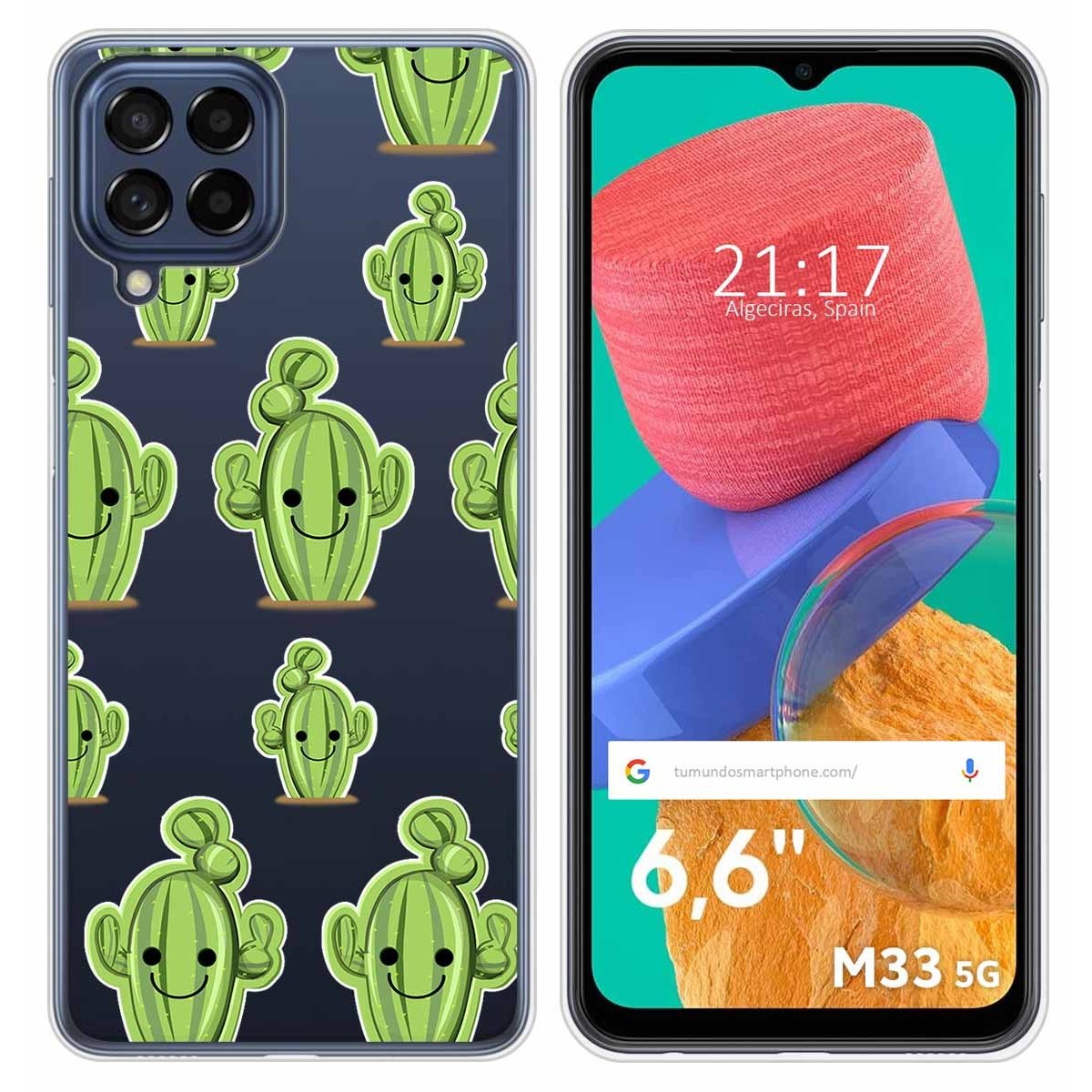 Funda Silicona Transparente para Samsung Galaxy M33 5G diseño Cactus Dibujos