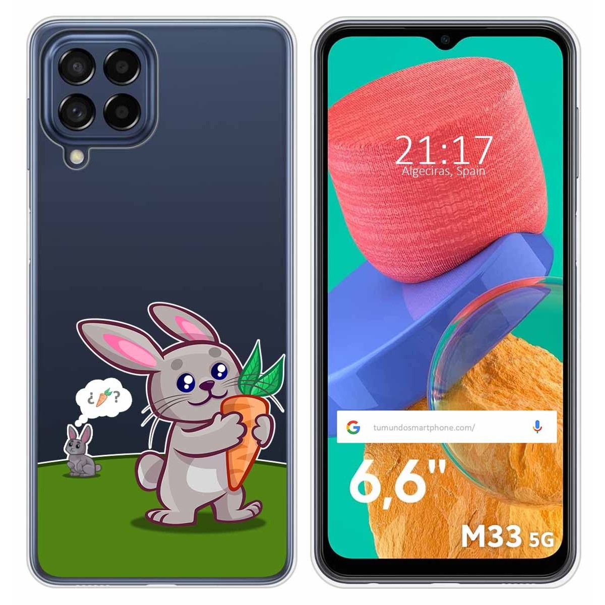 Funda Silicona Transparente para Samsung Galaxy M33 5G diseño Conejo Dibujos