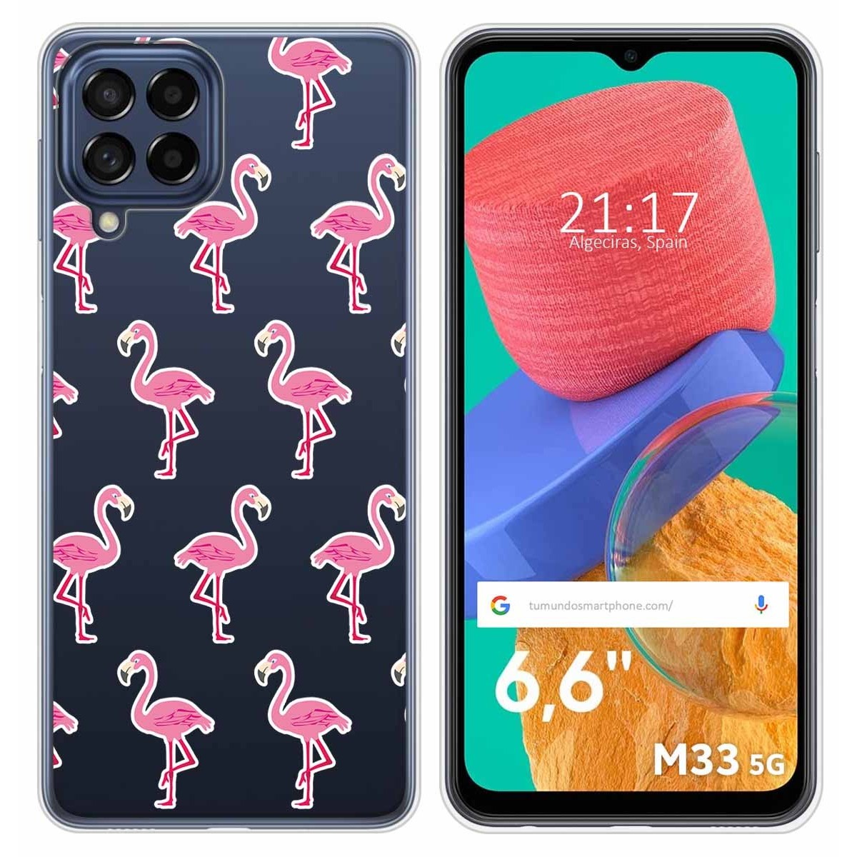 Funda Silicona Transparente para Samsung Galaxy M33 5G diseño Flamenco Dibujos
