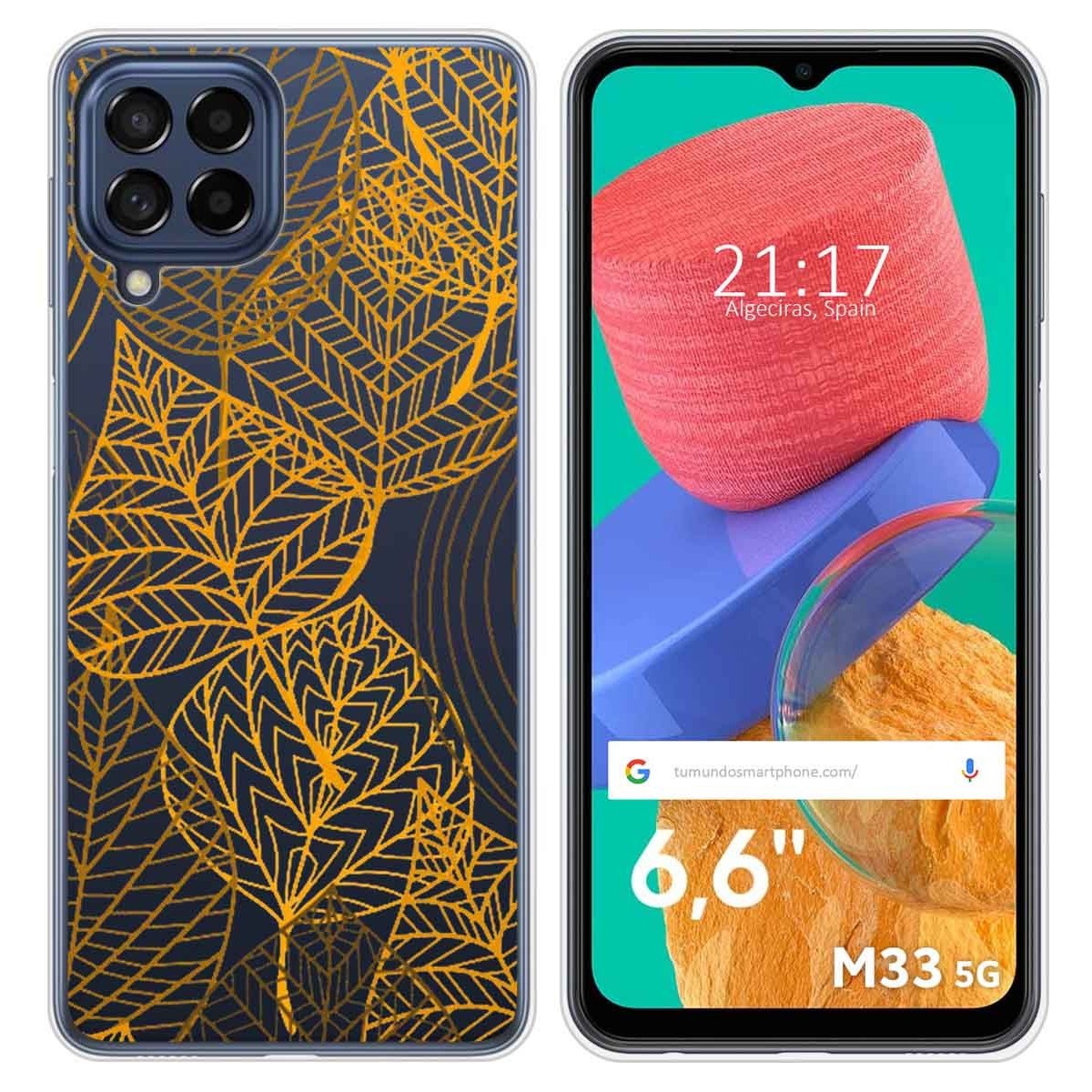 Funda Silicona Transparente para Samsung Galaxy M33 5G diseño Hojas Dibujos
