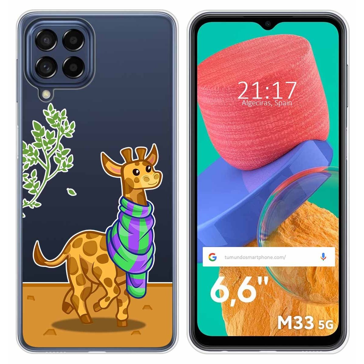 Funda Silicona Transparente para Samsung Galaxy M33 5G diseño Jirafa Dibujos