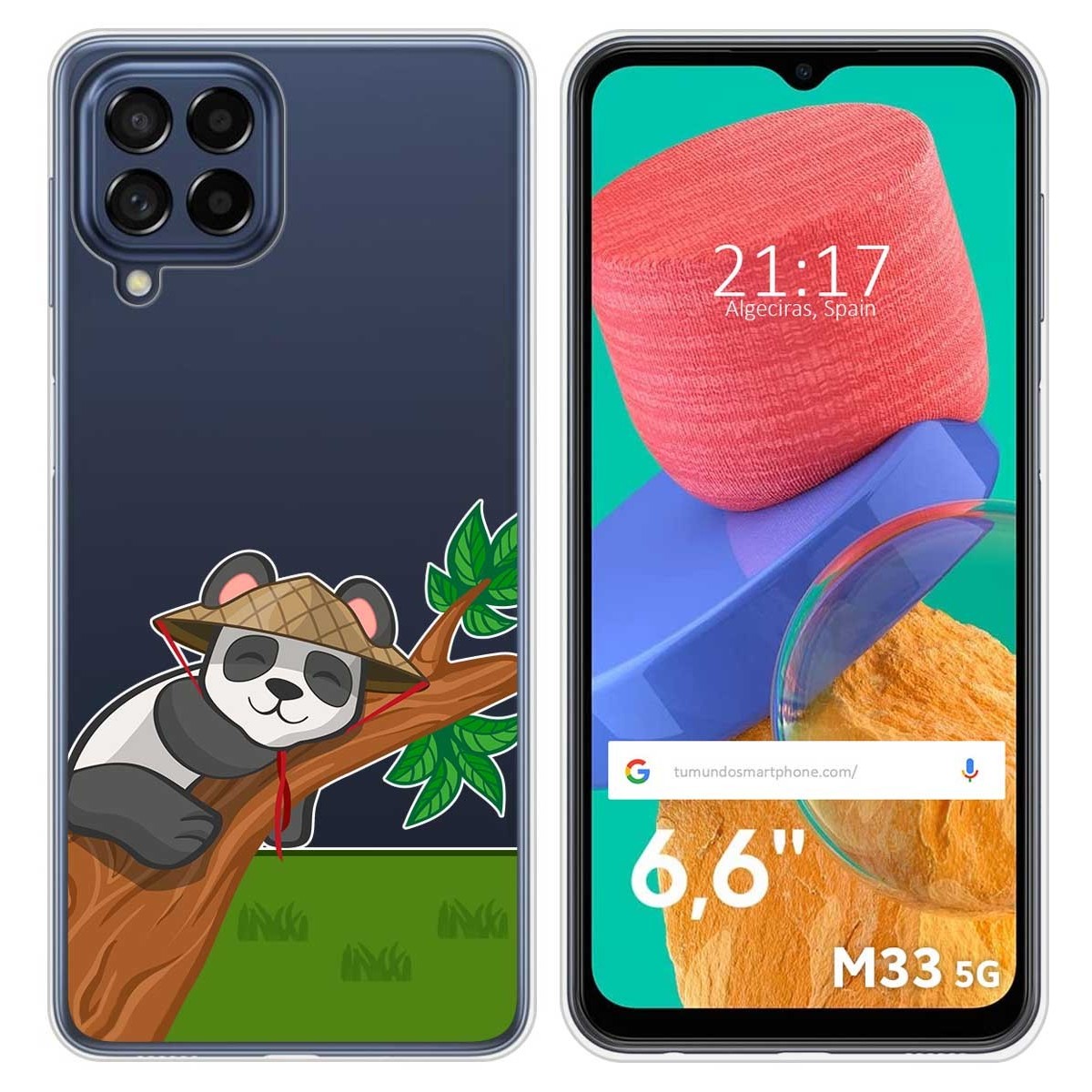Funda Silicona Transparente para Samsung Galaxy M33 5G diseño Panda Dibujos