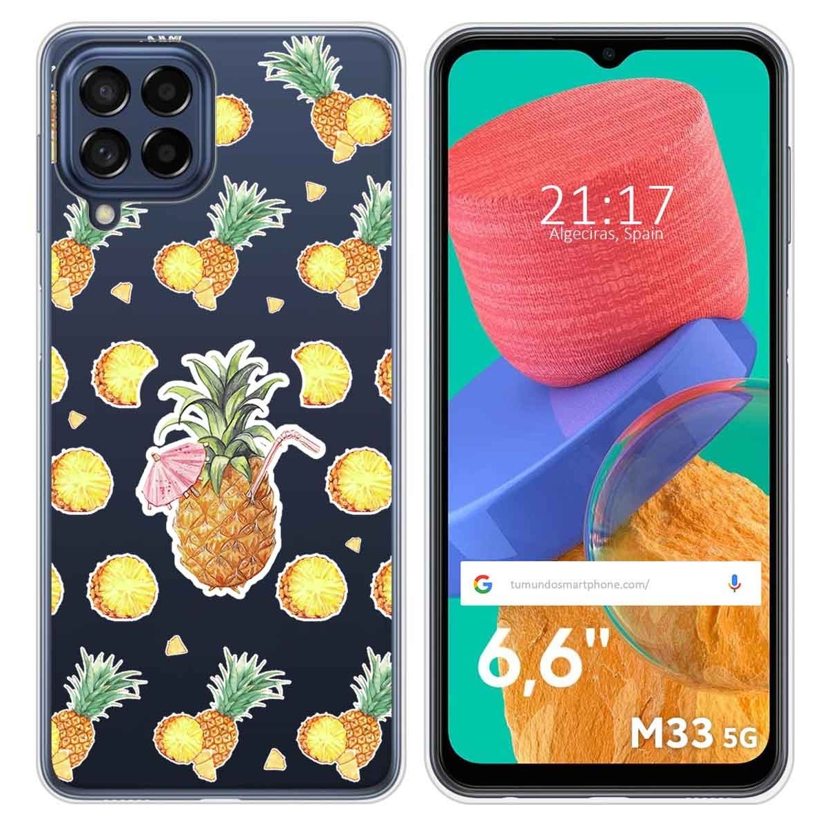 Funda Silicona Transparente para Samsung Galaxy M33 5G diseño Piña Dibujos