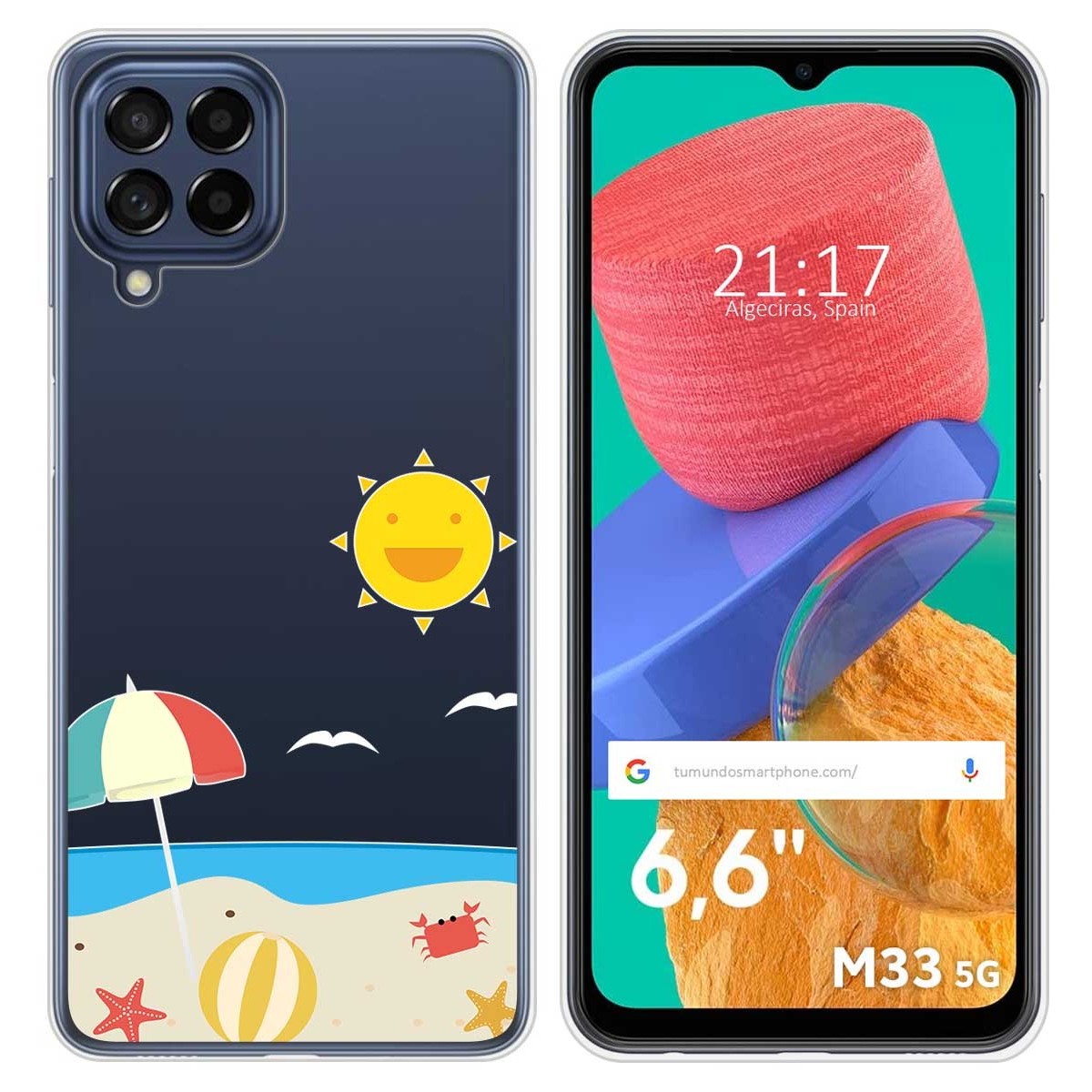 Funda Silicona Transparente para Samsung Galaxy M33 5G diseño Playa Dibujos