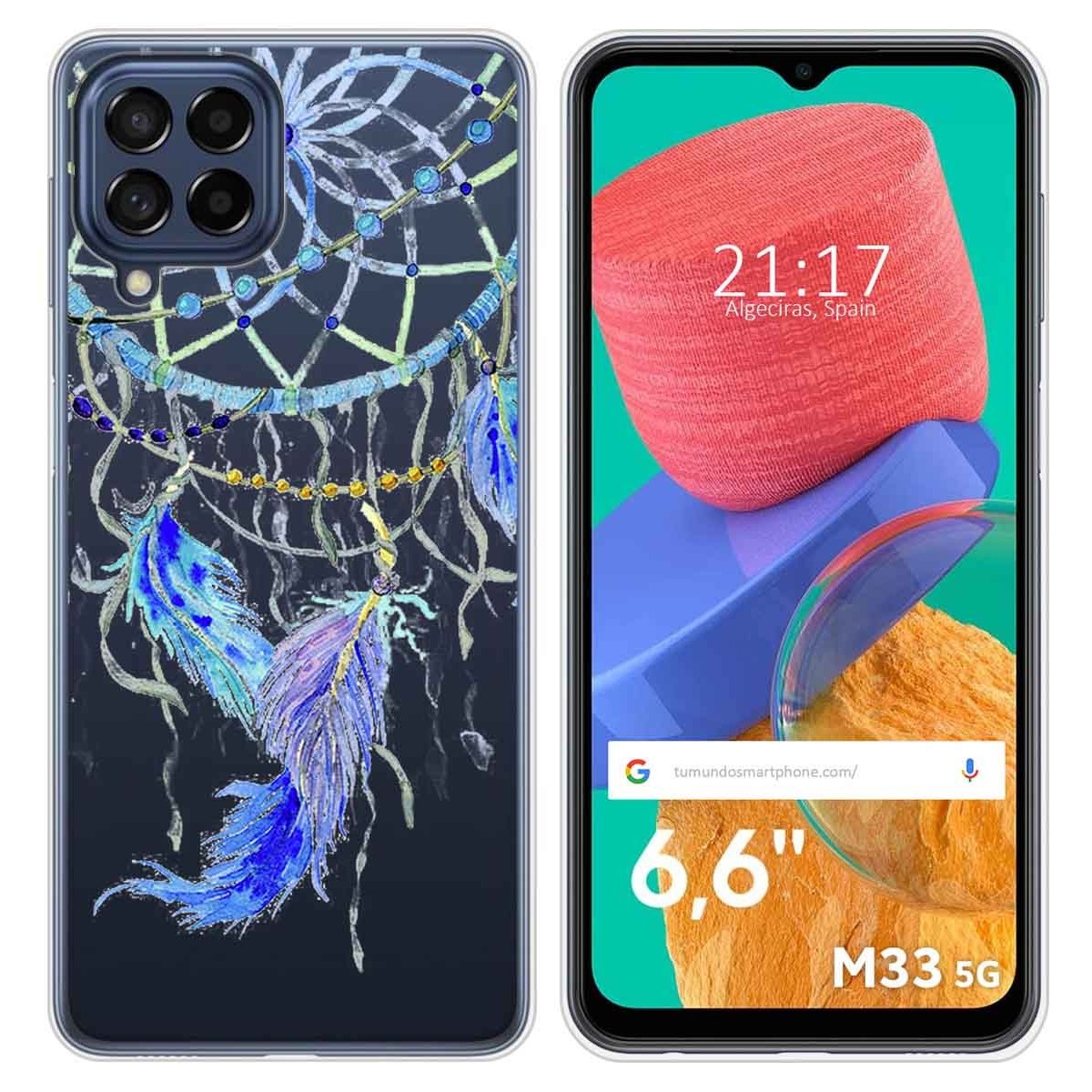Funda Silicona Transparente para Samsung Galaxy M33 5G diseño Plumas Dibujos