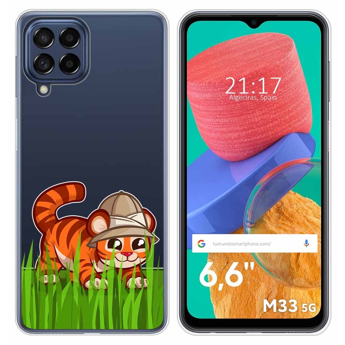 Funda Silicona Transparente para Samsung Galaxy M33 5G diseño Tigre Dibujos