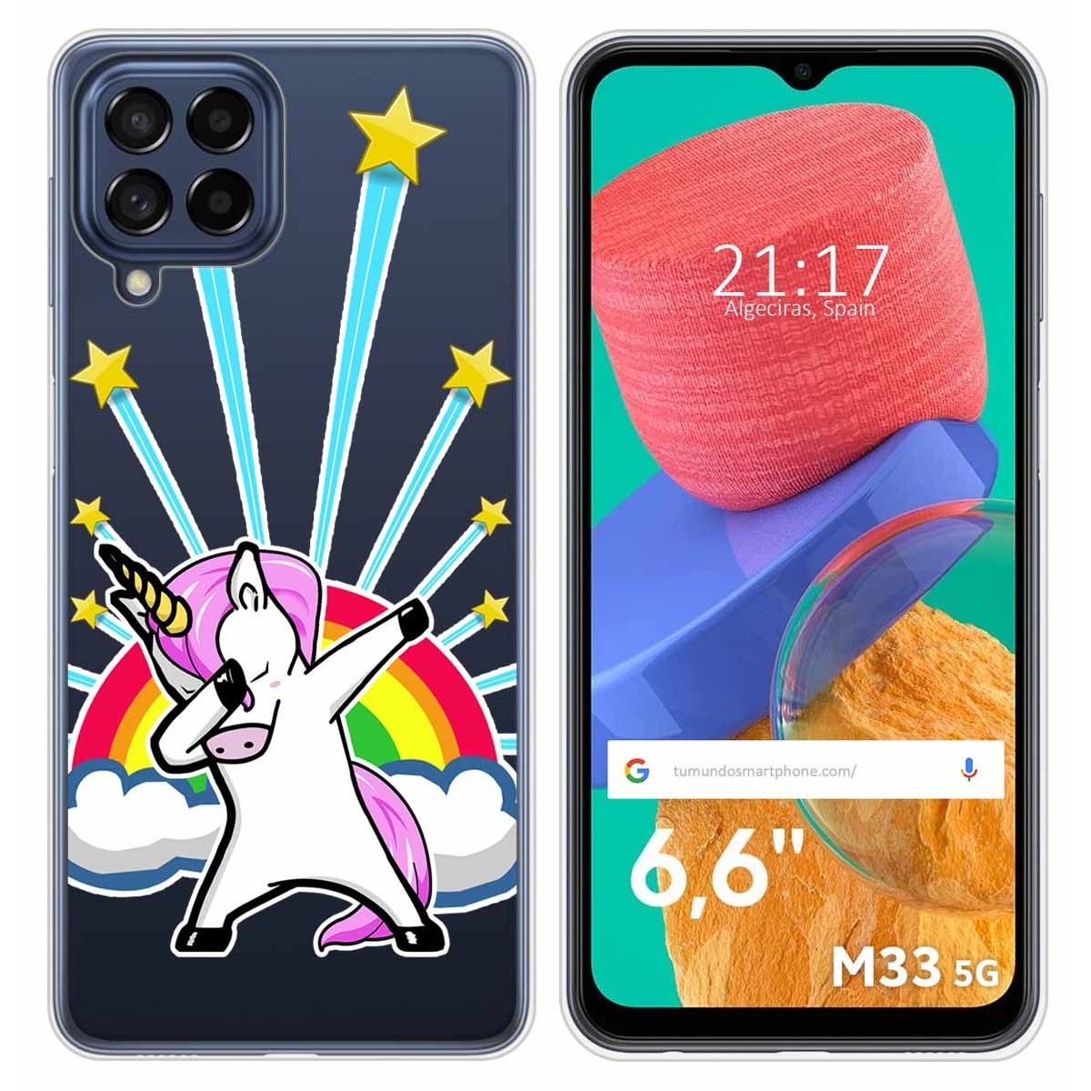 Funda Silicona Transparente para Samsung Galaxy M33 5G diseño Unicornio Dibujos