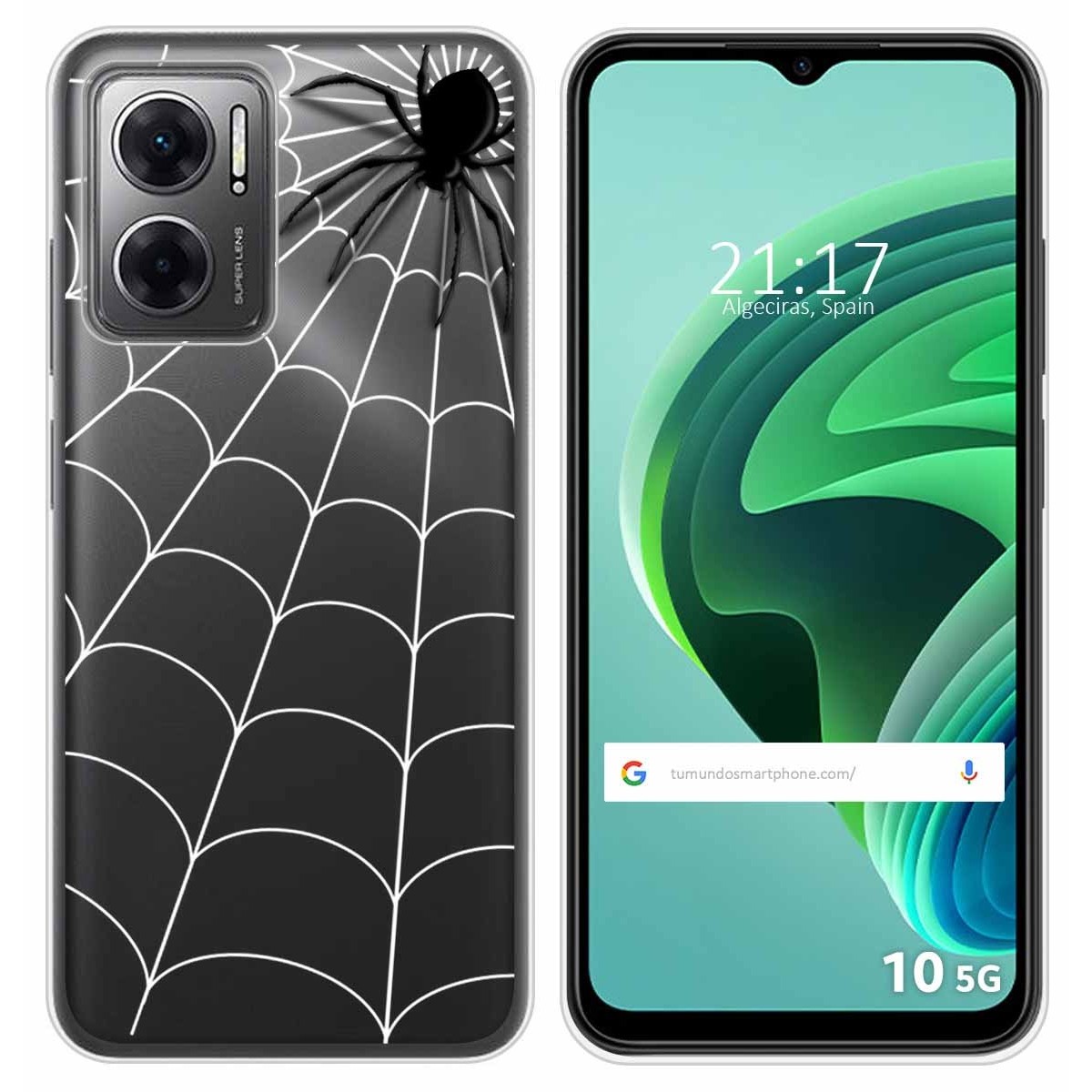 Funda Silicona Transparente para Xiaomi Redmi 10 5G diseño Araña Dibujos