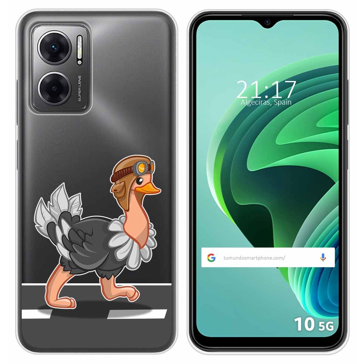 Funda Silicona Transparente para Xiaomi Redmi 10 5G diseño Avestruz Dibujos