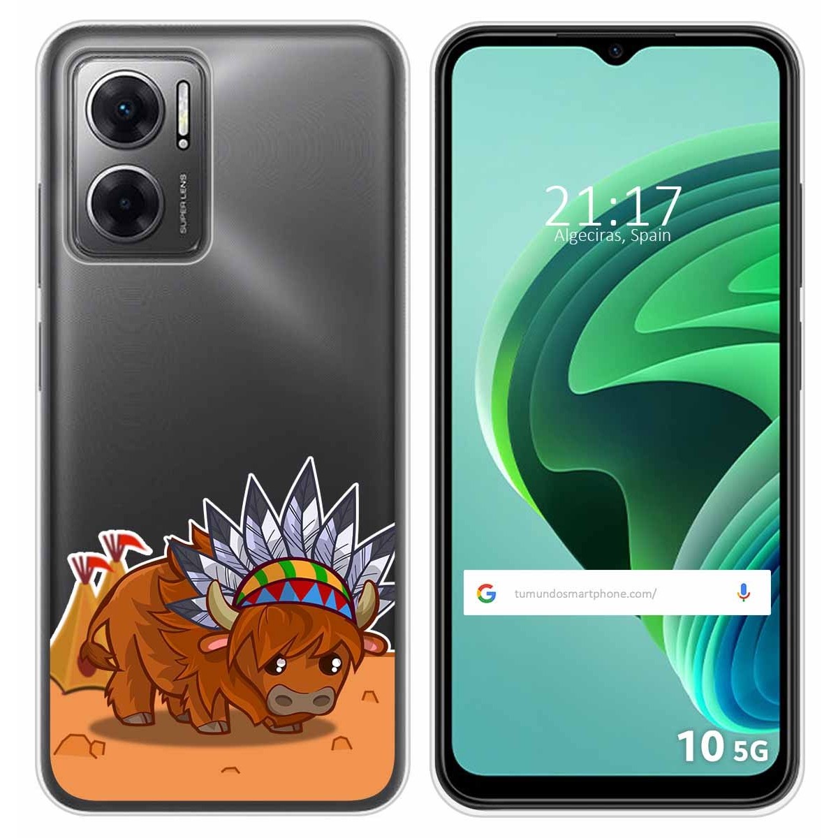 Funda Silicona Transparente para Xiaomi Redmi 10 5G diseño Bufalo Dibujos