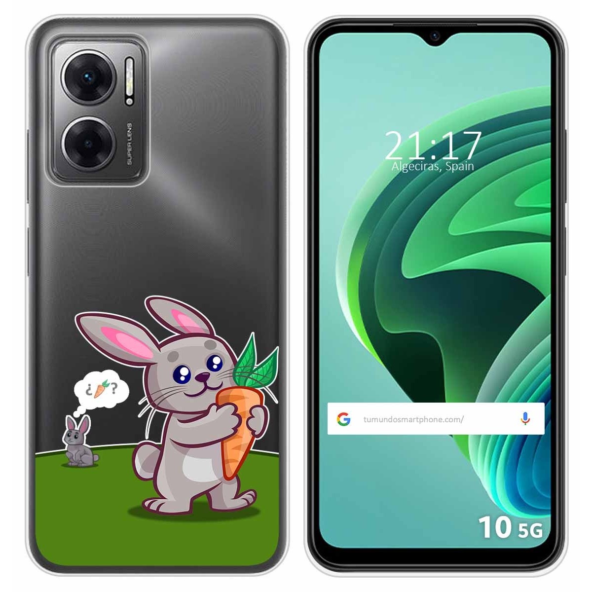 Funda Silicona Transparente para Xiaomi Redmi 10 5G diseño Conejo Dibujos