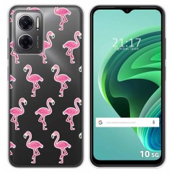 Funda Silicona Transparente para Xiaomi Redmi 10 5G diseño Flamenco Dibujos