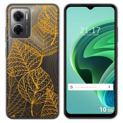 Funda Silicona Transparente para Xiaomi Redmi 10 5G diseño Hojas Dibujos