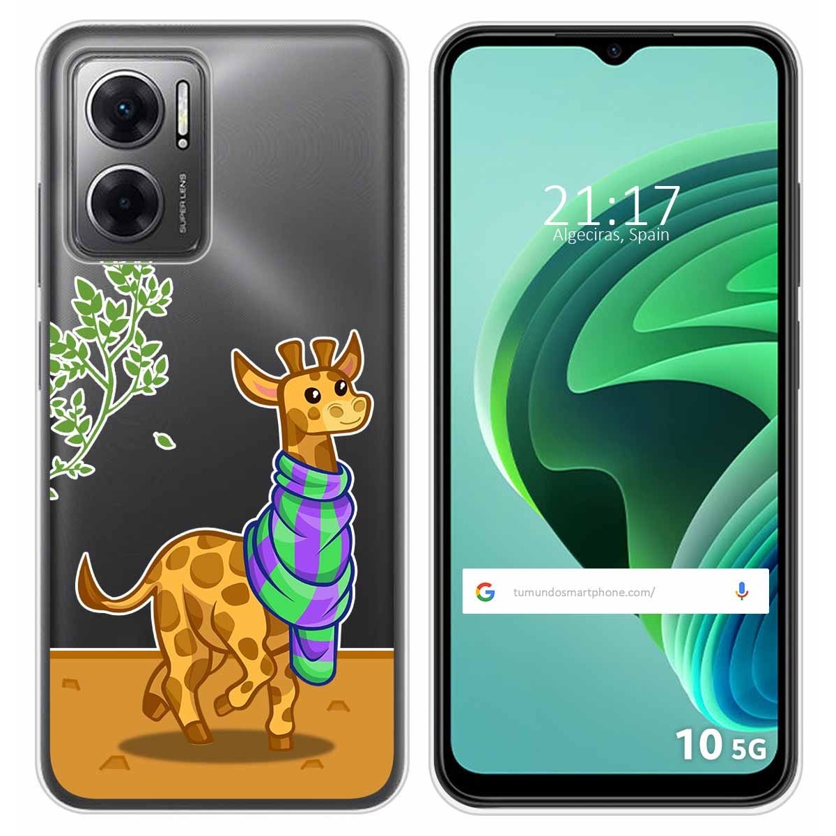 Funda Silicona Transparente para Xiaomi Redmi 10 5G diseño Jirafa Dibujos