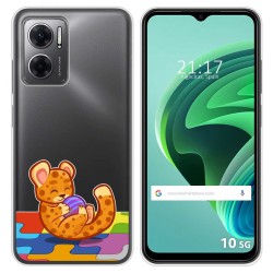 Funda Silicona Transparente para Xiaomi Redmi 10 5G diseño Leopardo Dibujos