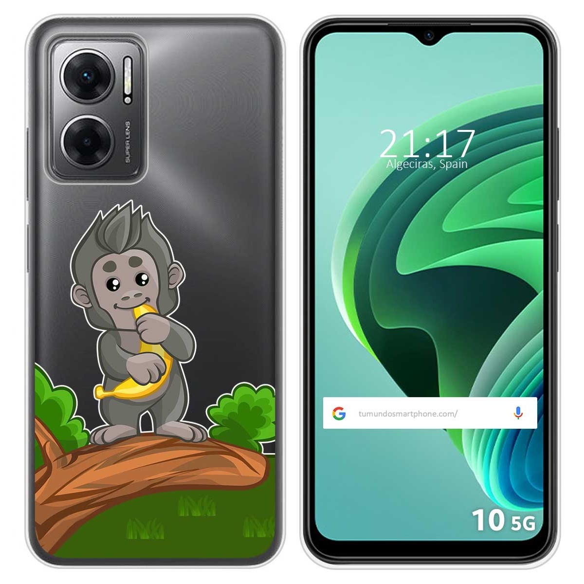 Funda Silicona Transparente para Xiaomi Redmi 10 5G diseño Mono Dibujos