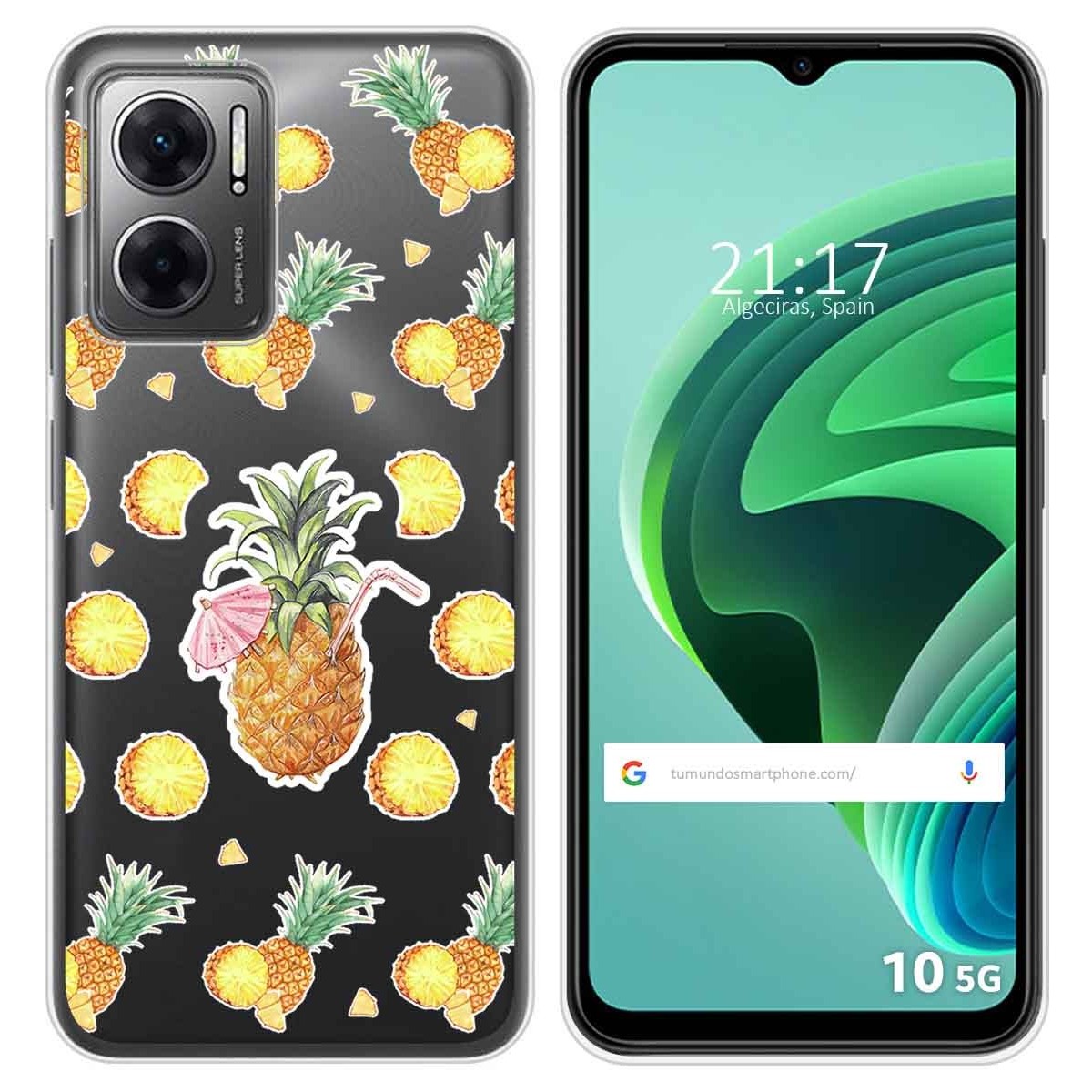 Funda Silicona Transparente para Xiaomi Redmi 10 5G diseño Piña Dibujos