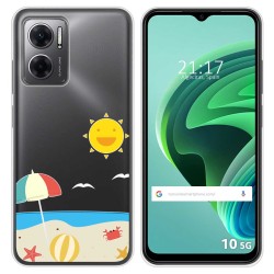 Funda Silicona Transparente para Xiaomi Redmi 10 5G diseño Playa Dibujos