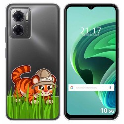 Funda Silicona Transparente para Xiaomi Redmi 10 5G diseño Tigre Dibujos