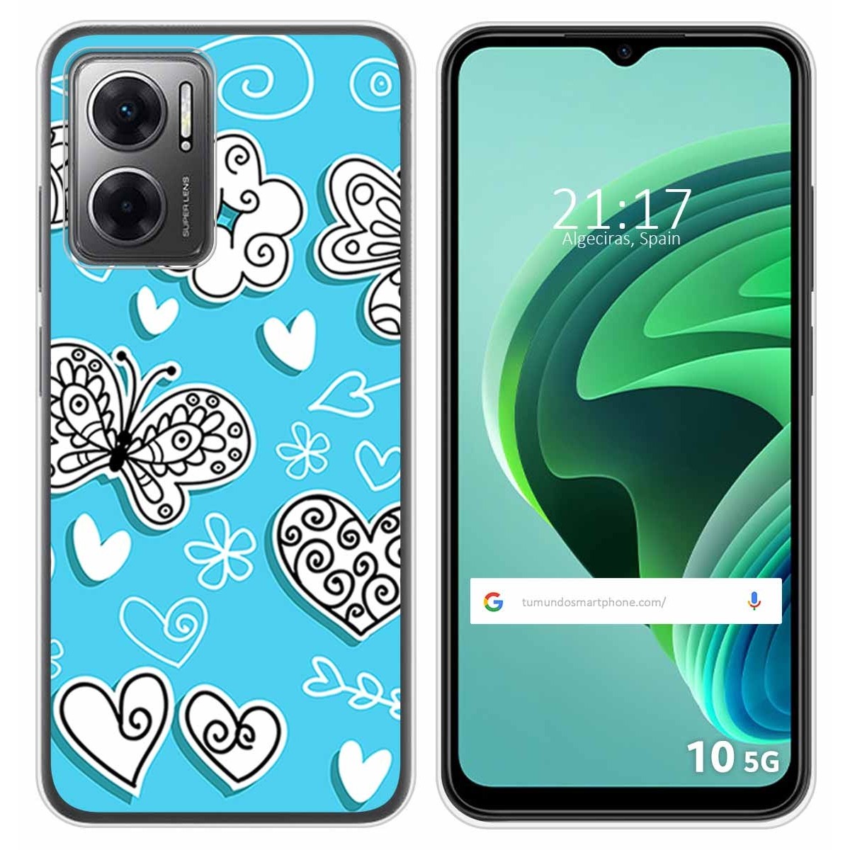Funda Silicona para Xiaomi Redmi 10 5G diseño Mariposas Dibujos