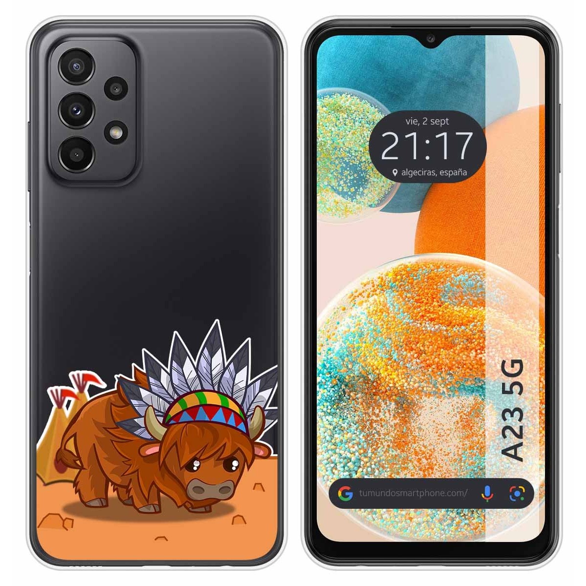 Funda Silicona Transparente para Samsung Galaxy A23 5G diseño Bufalo Dibujos