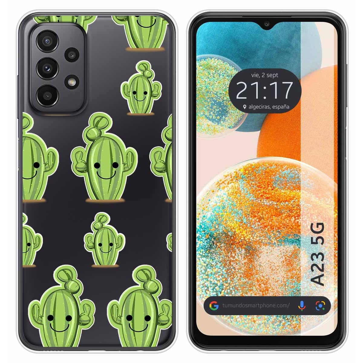 Funda Silicona Transparente para Samsung Galaxy A23 5G diseño Cactus Dibujos