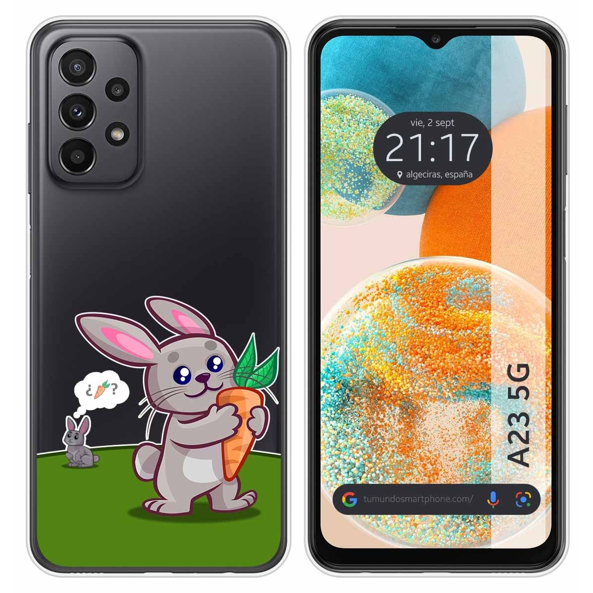 Funda Silicona Transparente para Samsung Galaxy A23 5G diseño Conejo Dibujos