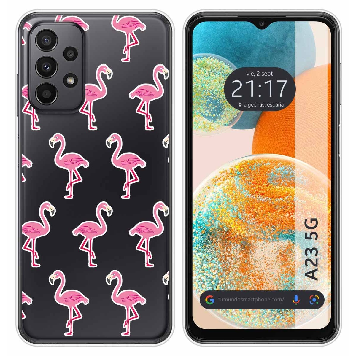 Funda Silicona Transparente para Samsung Galaxy A23 5G diseño Flamenco Dibujos