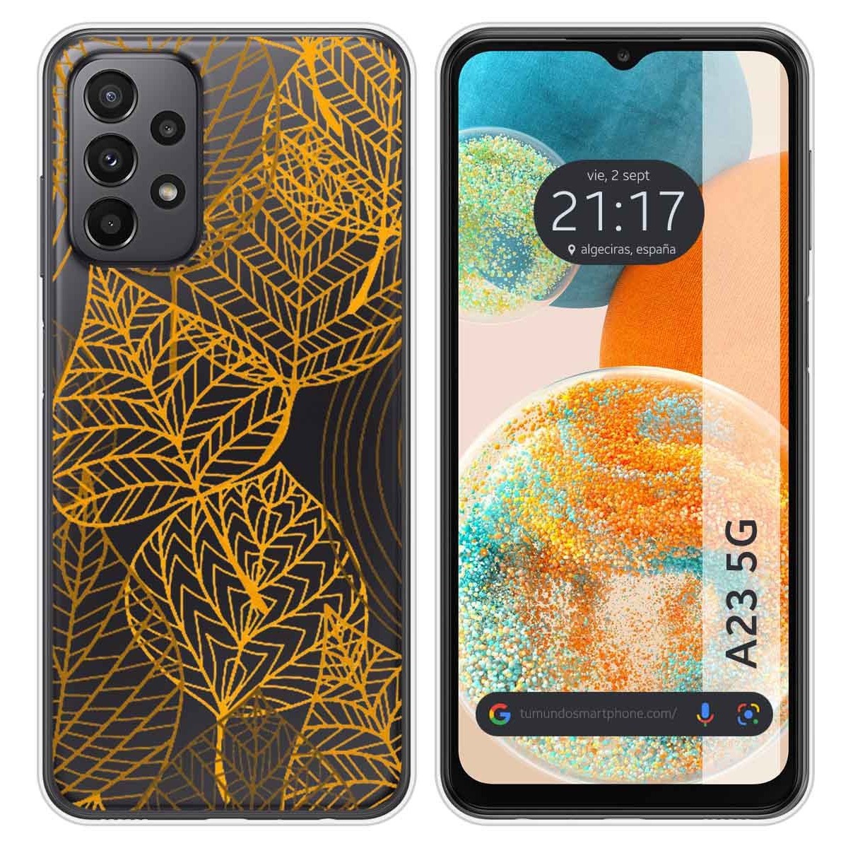 Funda Silicona Transparente para Samsung Galaxy A23 5G diseño Hojas Dibujos