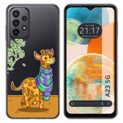 Funda Silicona Transparente para Samsung Galaxy A23 5G diseño Jirafa Dibujos