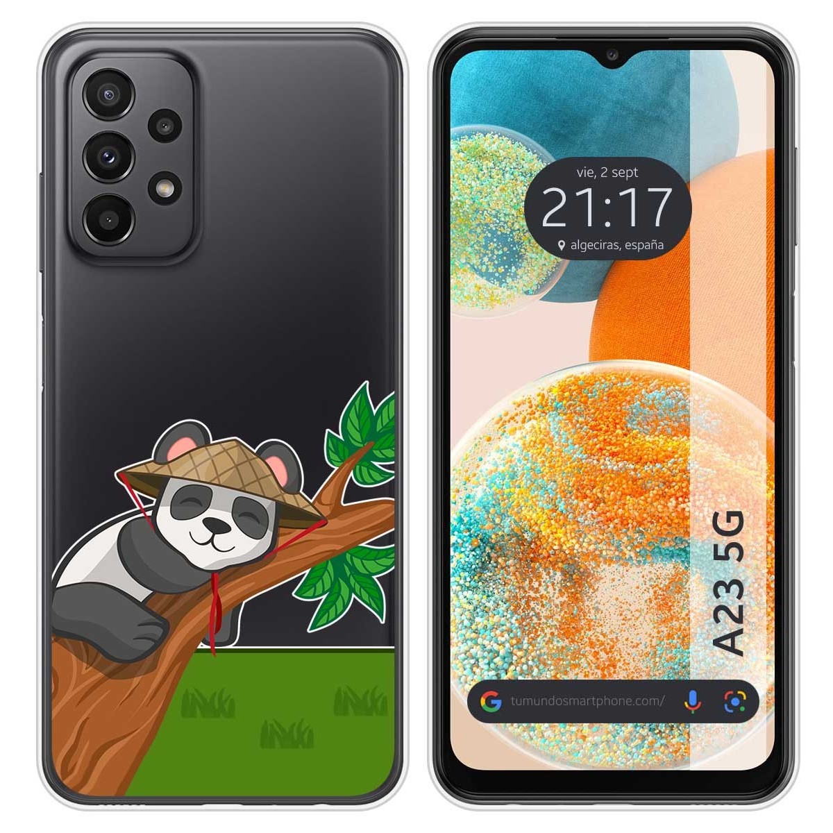 Funda Silicona Transparente para Samsung Galaxy A23 5G diseño Panda Dibujos