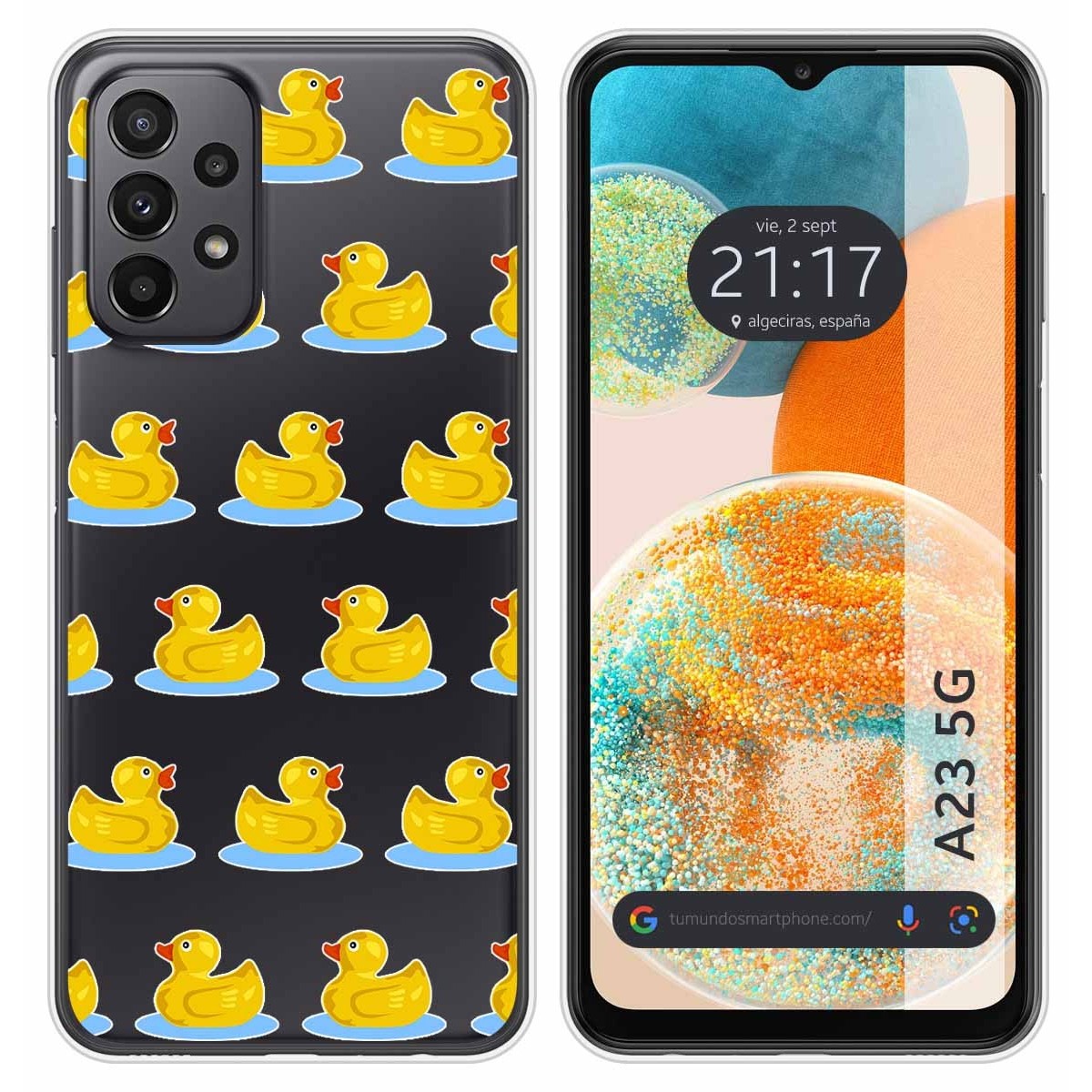 Funda Silicona Transparente para Samsung Galaxy A23 5G diseño Pato Dibujos