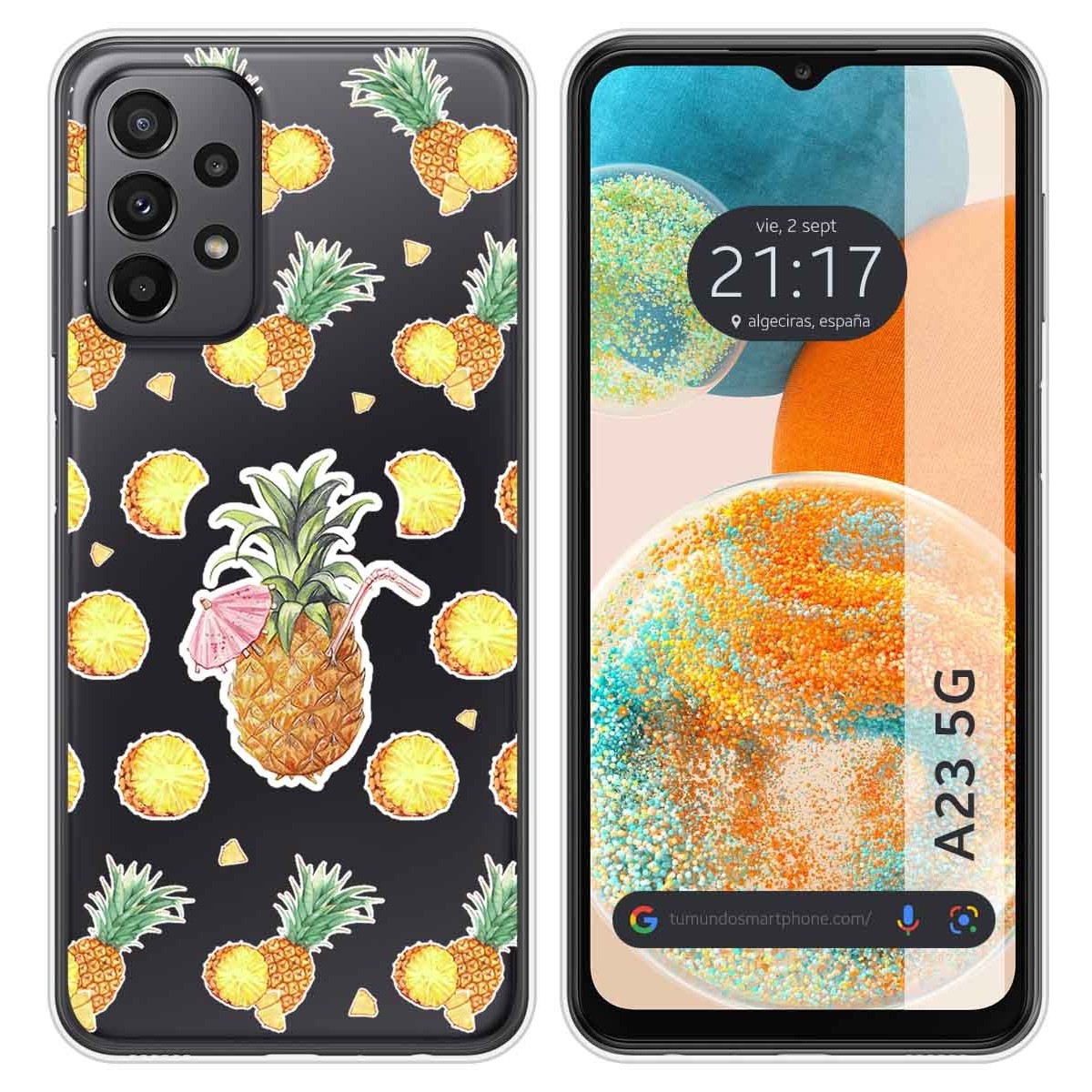 Funda Silicona Transparente para Samsung Galaxy A23 5G diseño Piña Dibujos
