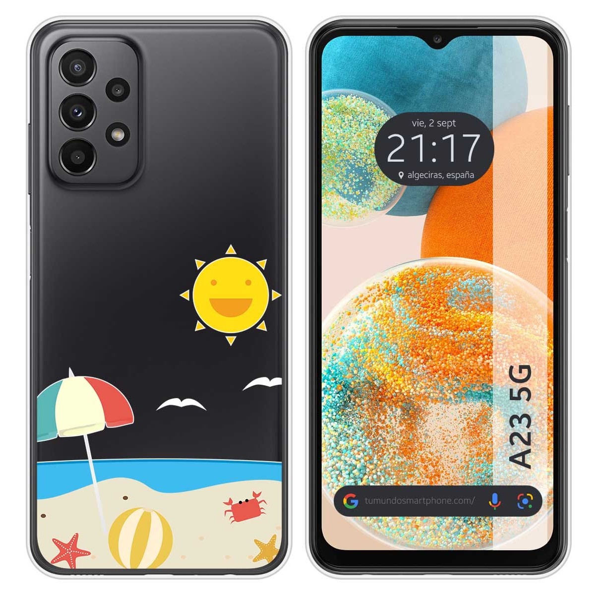 Funda Silicona Transparente para Samsung Galaxy A23 5G diseño Playa Dibujos