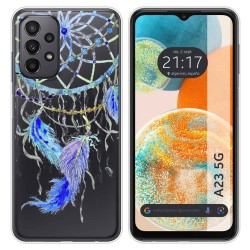 Funda Silicona Transparente para Samsung Galaxy A23 5G diseño Plumas Dibujos