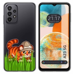 Funda Silicona Transparente para Samsung Galaxy A23 5G diseño Tigre Dibujos