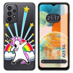 Funda Silicona Transparente para Samsung Galaxy A23 5G diseño Unicornio Dibujos