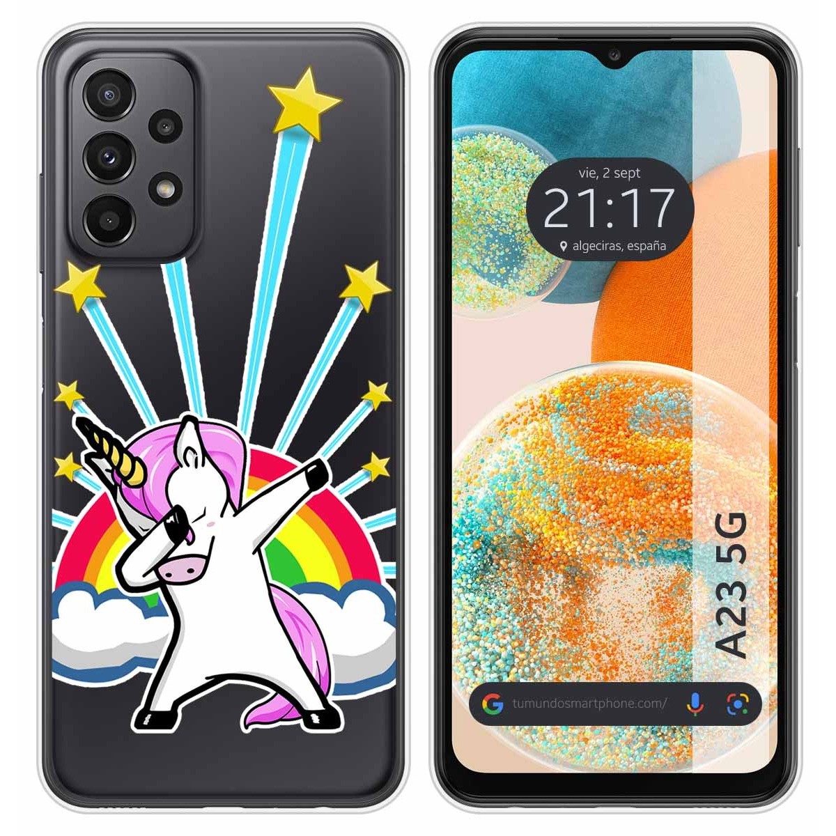 Funda Silicona Transparente para Samsung Galaxy A23 5G diseño Unicornio Dibujos
