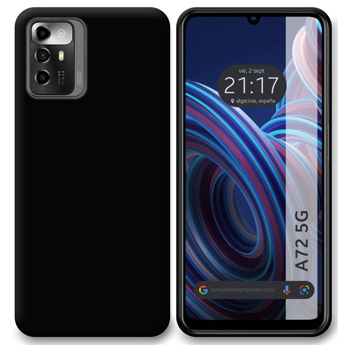 Funda Silicona Gel TPU Negra para Zte Blade A72 5G