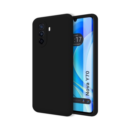 Funda Silicona Líquida Ultra Suave para Huawei Nova Y70 color Negra