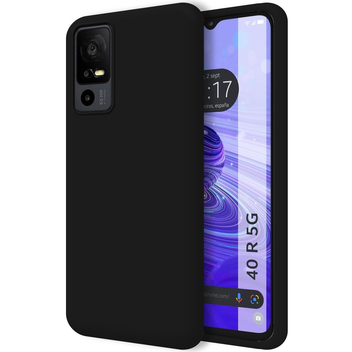 Funda Silicona Líquida Ultra Suave para TCL 40 R 5G color Negra