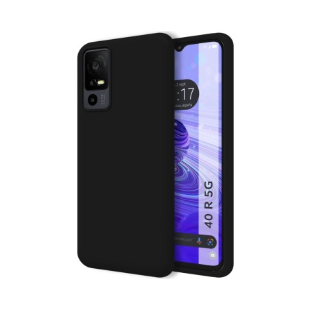 Funda Silicona Líquida Ultra Suave para TCL 40 R 5G color Negra