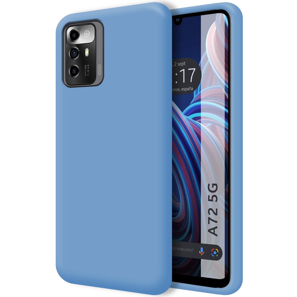 Funda Silicona Líquida Ultra Suave para Zte Blade A72 5G color Azul
